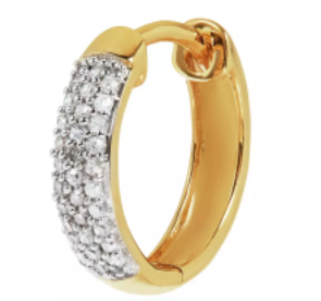 Revere 9ct Gold and Diamond Single Hoop Earring