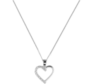 Revere 9ct White Gold Heart Pendant Necklace