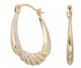 Revere 9ct Gold Two Tone Twist Creole Hoop Earrings