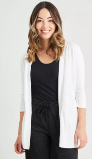 White Dotted Longline Cardigan - 20